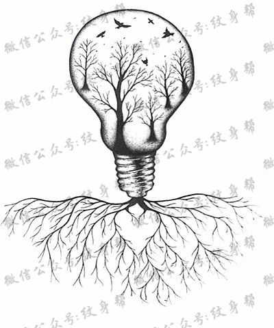 灯泡纹身手稿_一组34张灯泡手稿纹身图案素材