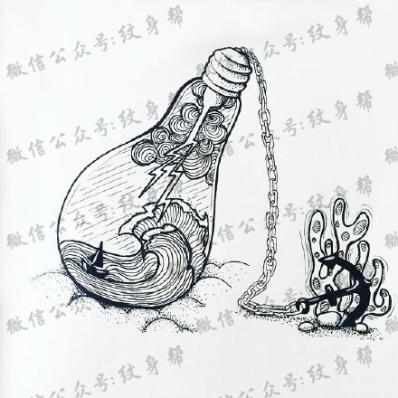 灯泡纹身手稿_一组34张灯泡手稿纹身图案素材