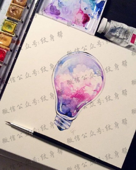 灯泡纹身手稿_一组34张灯泡手稿纹身图案素材