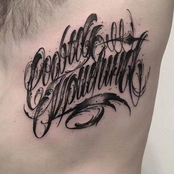 花体字纹身--一组男性漂亮的花体字纹身图案