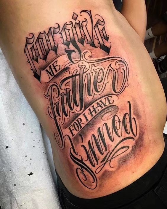 花体字纹身--一组男性漂亮的花体字纹身图案