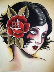 手稿欧美俊俏的女孩纹身图案