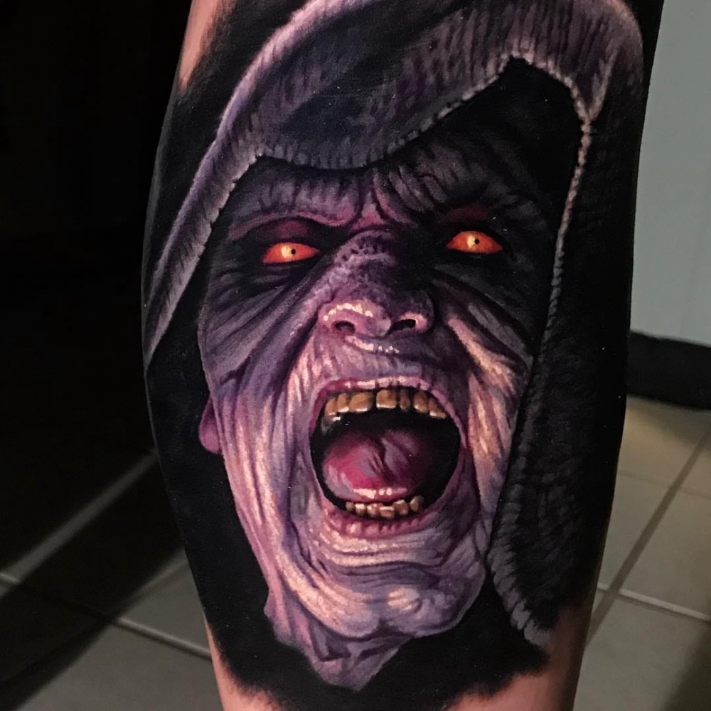 恐怖纹身   多款彩绘和黑白灰风格的恐怖纹身图案