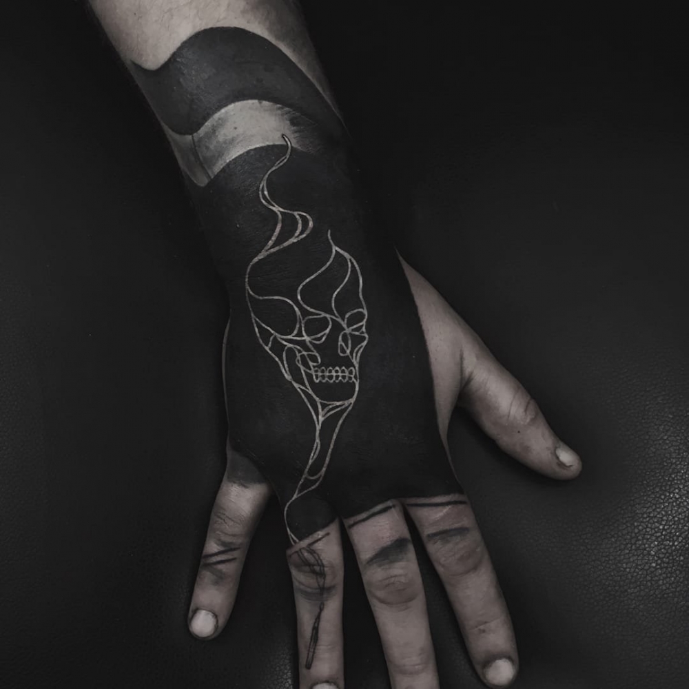 黑白纹身图案大全  多款黑白纹身骷髅图案和个性几何纹身图案