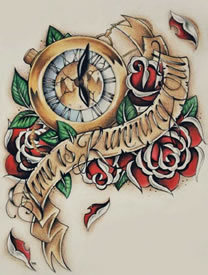 手稿钟表纹身图案