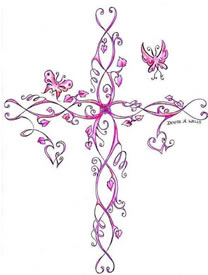 十字架花朵纹身图案