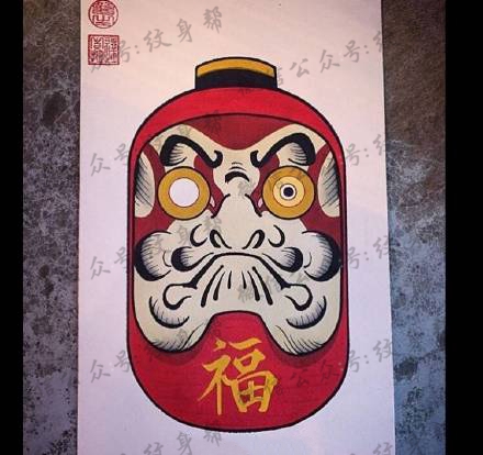 达摩蛋纹身手稿_40张达摩蛋手稿纹身图案素材