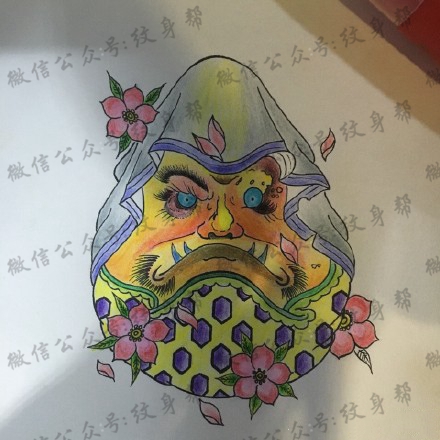 达摩蛋纹身手稿_40张达摩蛋手稿纹身图案素材