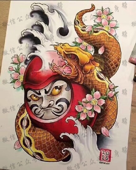 达摩蛋纹身手稿_40张达摩蛋手稿纹身图案素材