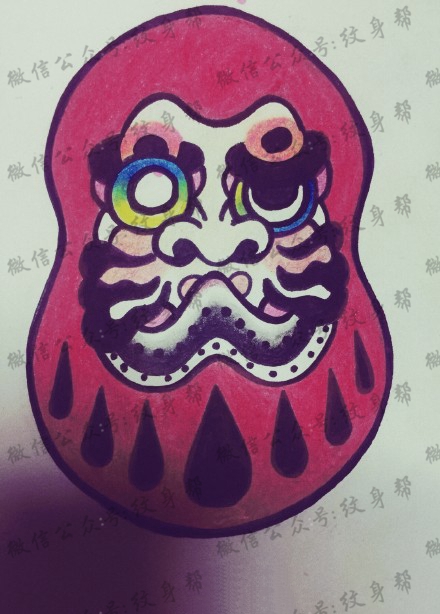 达摩蛋纹身手稿_40张达摩蛋手稿纹身图案素材