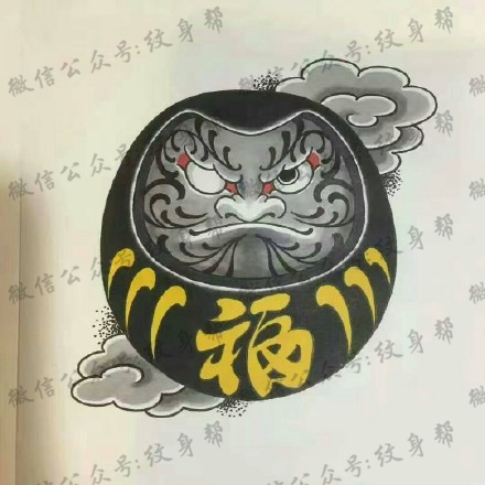 达摩蛋纹身手稿_40张达摩蛋手稿纹身图案素材