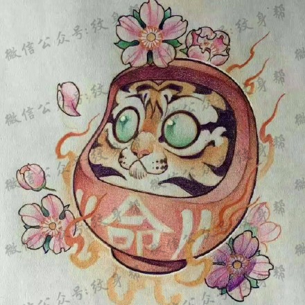 达摩蛋纹身手稿_40张达摩蛋手稿纹身图案素材