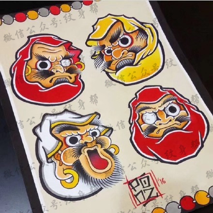 达摩蛋纹身手稿_40张达摩蛋手稿纹身图案素材