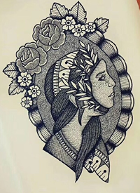 一组9张点刺oldschool纹身手稿图案