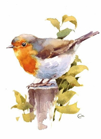 一组漂亮的水彩小鸟纹身手稿图案