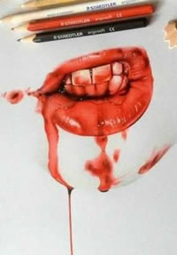 手稿亲吻嘴唇纹身图案