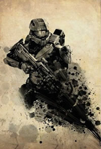 霸气光晕士兵纹身图案