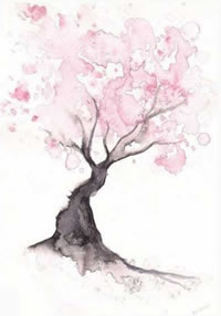 手稿粉树纹身图案