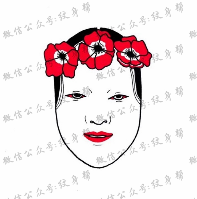能面万媚纹身手稿_52张日式能剧面具纹身手稿图案素材欣赏