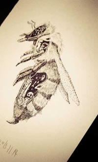 手稿蜜蜂纹身图案