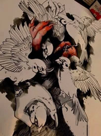 手稿鸽子纹身图案