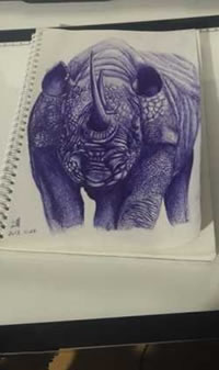 手稿蓝犀牛纹身图案