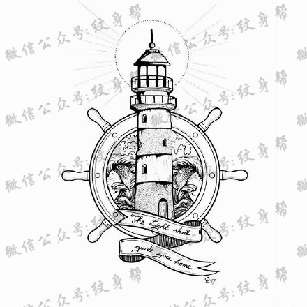 灯塔纹身手稿_一组24张灯塔手稿纹身图案