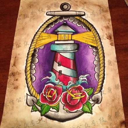 灯塔纹身手稿_一组24张灯塔手稿纹身图案