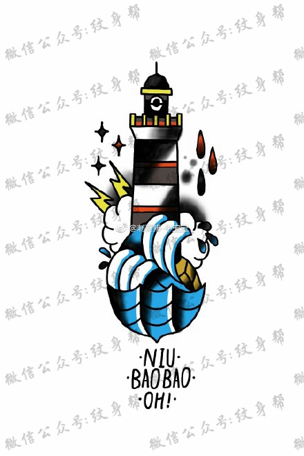 灯塔纹身手稿_一组24张灯塔手稿纹身图案