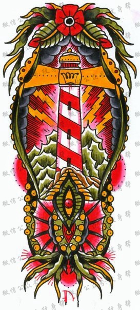 灯塔纹身手稿_一组24张灯塔手稿纹身图案