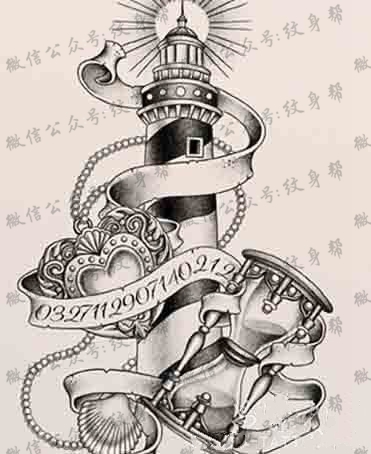 灯塔纹身手稿_一组24张灯塔手稿纹身图案