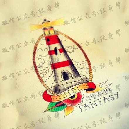 灯塔纹身手稿_一组24张灯塔手稿纹身图案