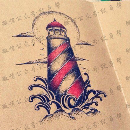 灯塔纹身手稿_一组24张灯塔手稿纹身图案