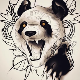 熊猫纹身图案手稿