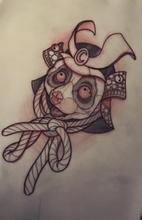 狸猫传统武士纹身图案手稿