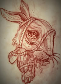 兔子纹身图案手稿