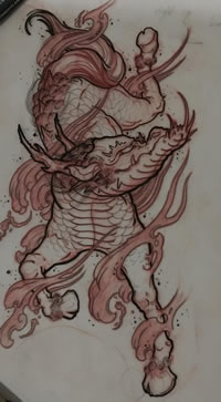 传统神兽纹身图案手稿