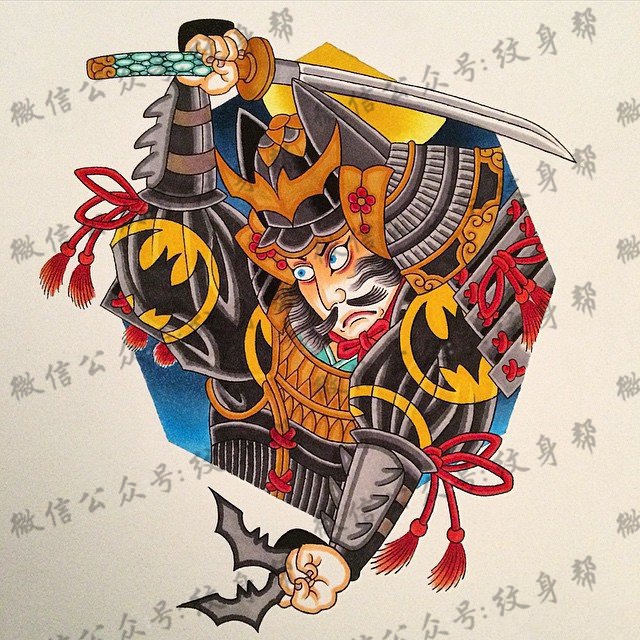 日本武士传统纹身图案手稿