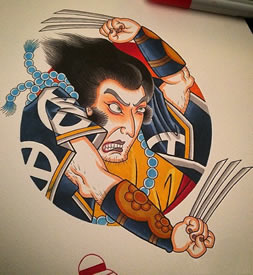 日式传统人物纹身图案手稿