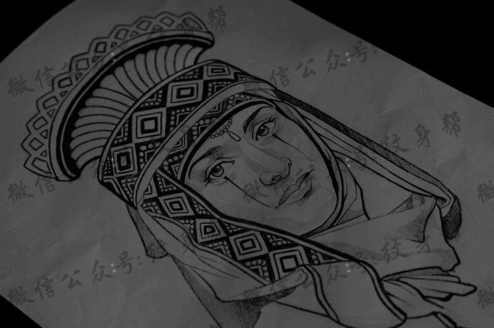 日式传统人物纹身图案手稿