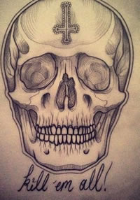 school骷髅纹身图案手稿