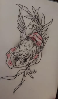 鸡纹身图案手稿