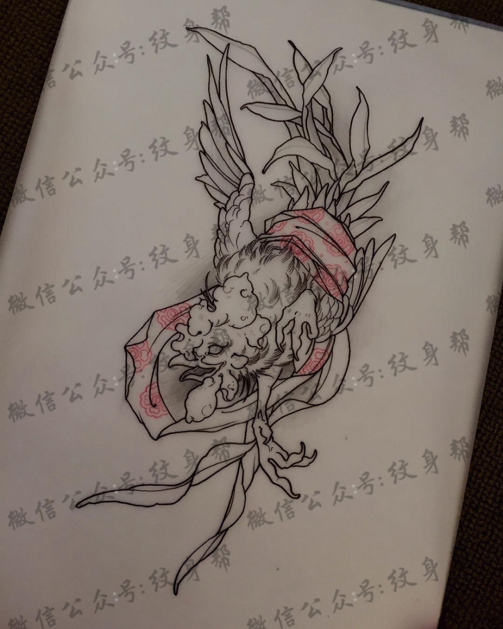 鸡纹身图案手稿