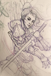 传统花木兰纹身图案手稿