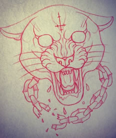 欧美豹子纹身图案手稿