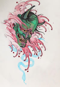 传统般若纹身图案手稿