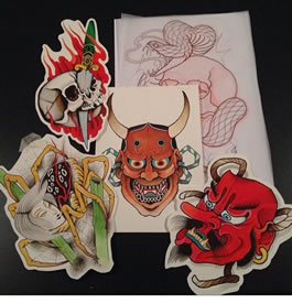 般若天狗骷髅匕首纹身图案手稿缩略频道推荐图