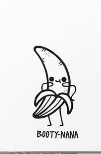 卡通香蕉纹身图案手稿