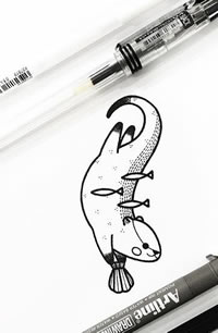 卡通小清新水懒纹身图案手稿