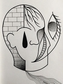 抽象插画人脸纹身图案手稿